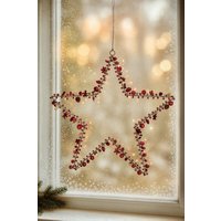 Filigraner Sternen-Fensterschmuck Aus Draht Mit Perlen in Rot, Gold & Grün - Festliche Weihnachtsdeko Handgefertigt Perlenschmuck Filigraner Sternen-Fensterschmuck Aus Draht Mit Perlen in Rot, Gold & Grün - Festliche Weihnachtsdeko Handgefertigt Perlenschmuck von dasherzwerk