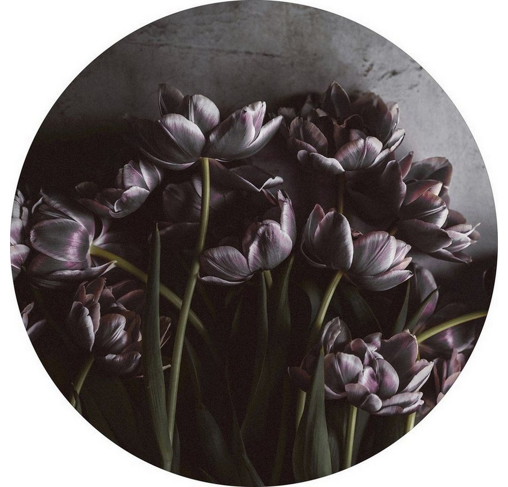 daslagerhaus living Kunstdruck Kunstdruck 'Dark Tulips' Ø 110 cm, Dark Tulips von daslagerhaus living