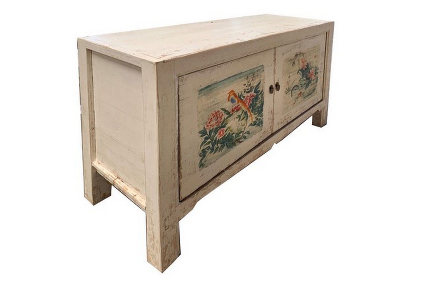 daslagerhaus living Bauernschrank Sideboard Shanxi weiß flower 130cm von daslagerhaus living