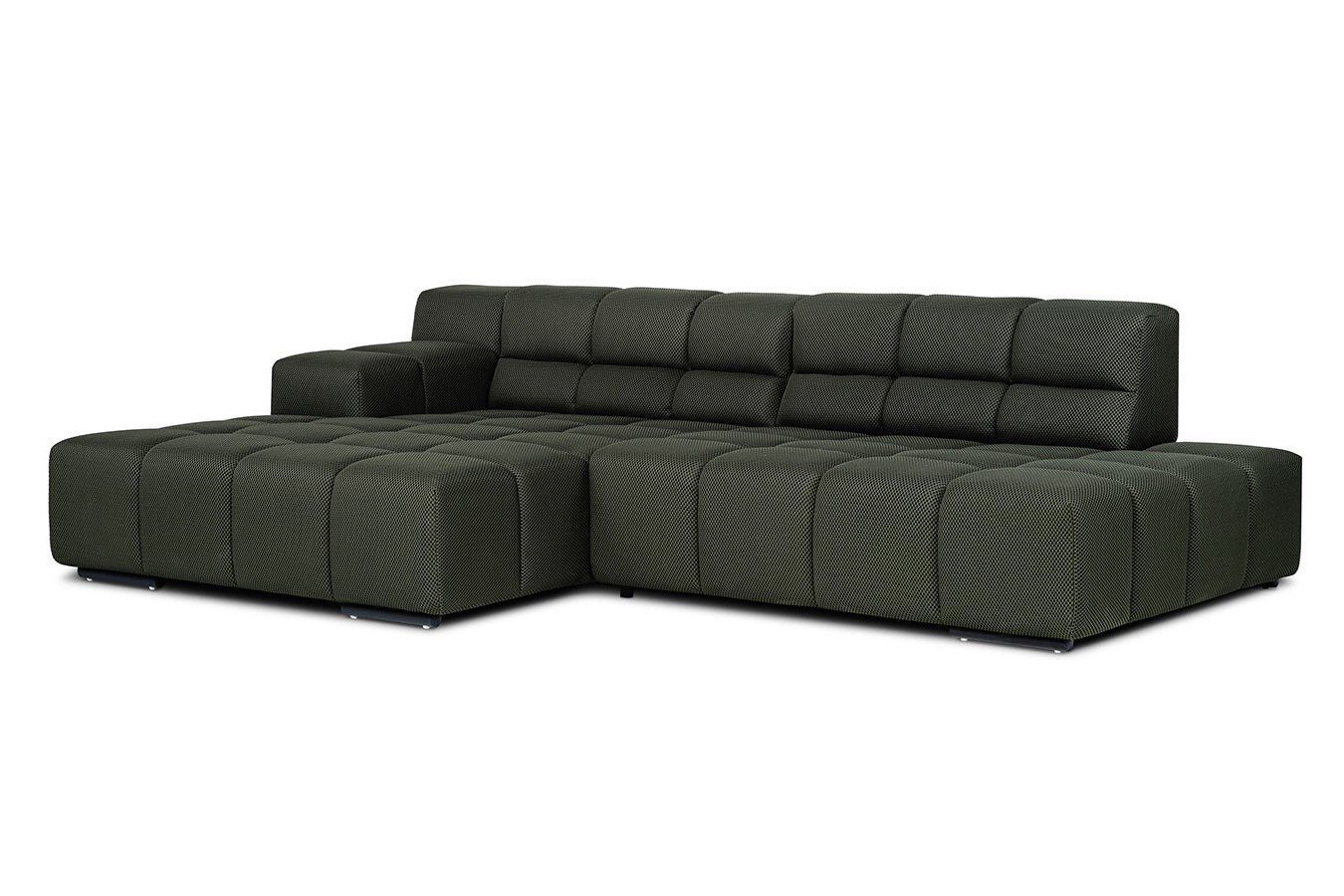 daslagerhaus living Big-Sofa Ecksofa Cube Stoff dunkelgrün von daslagerhaus living