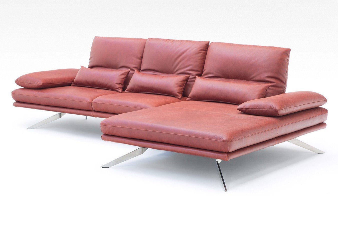 daslagerhaus living Big-Sofa Ecksofa Phoebe Leder rot von daslagerhaus living