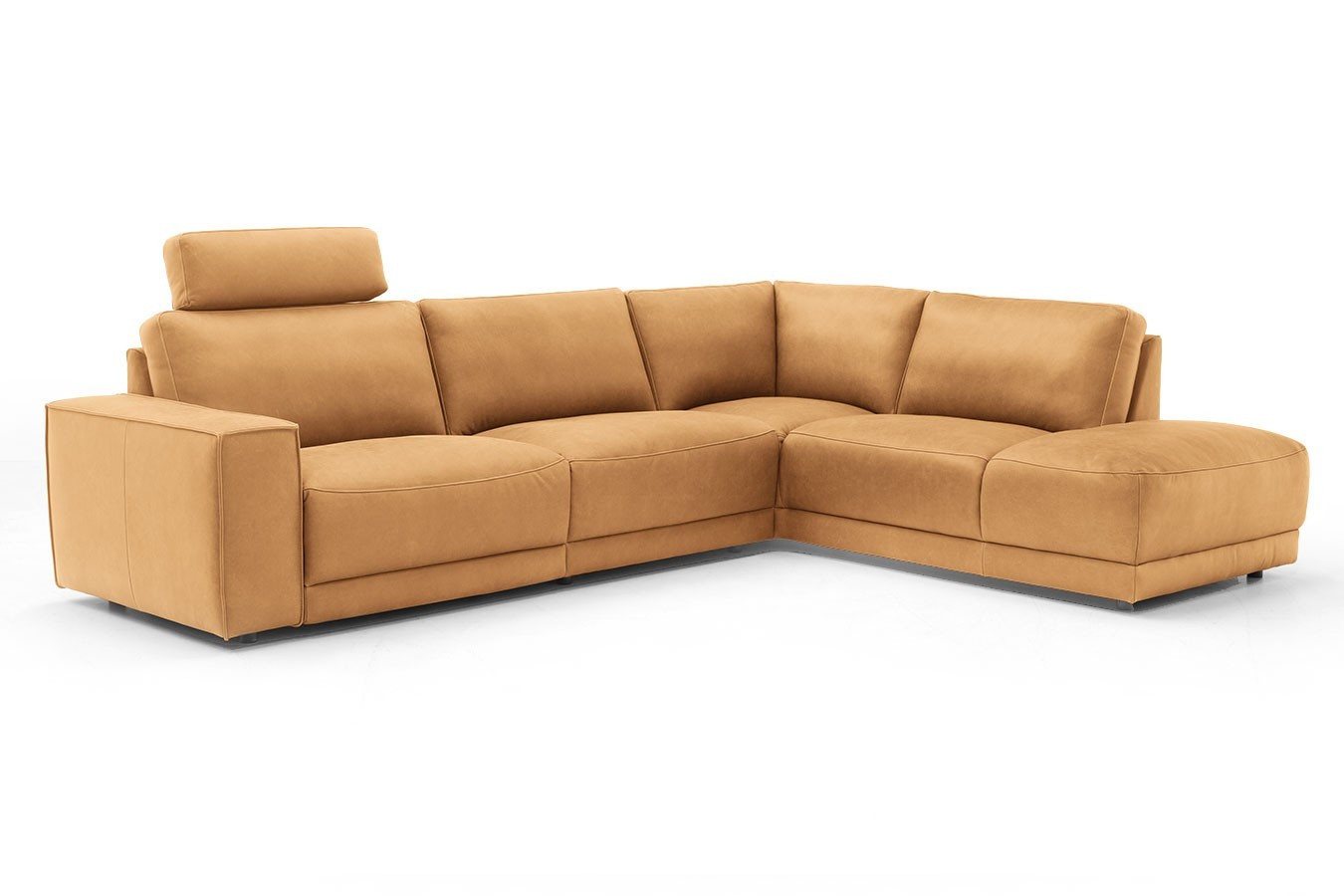 daslagerhaus living Big-Sofa Ecksofa Pieta Leder cognac von daslagerhaus living