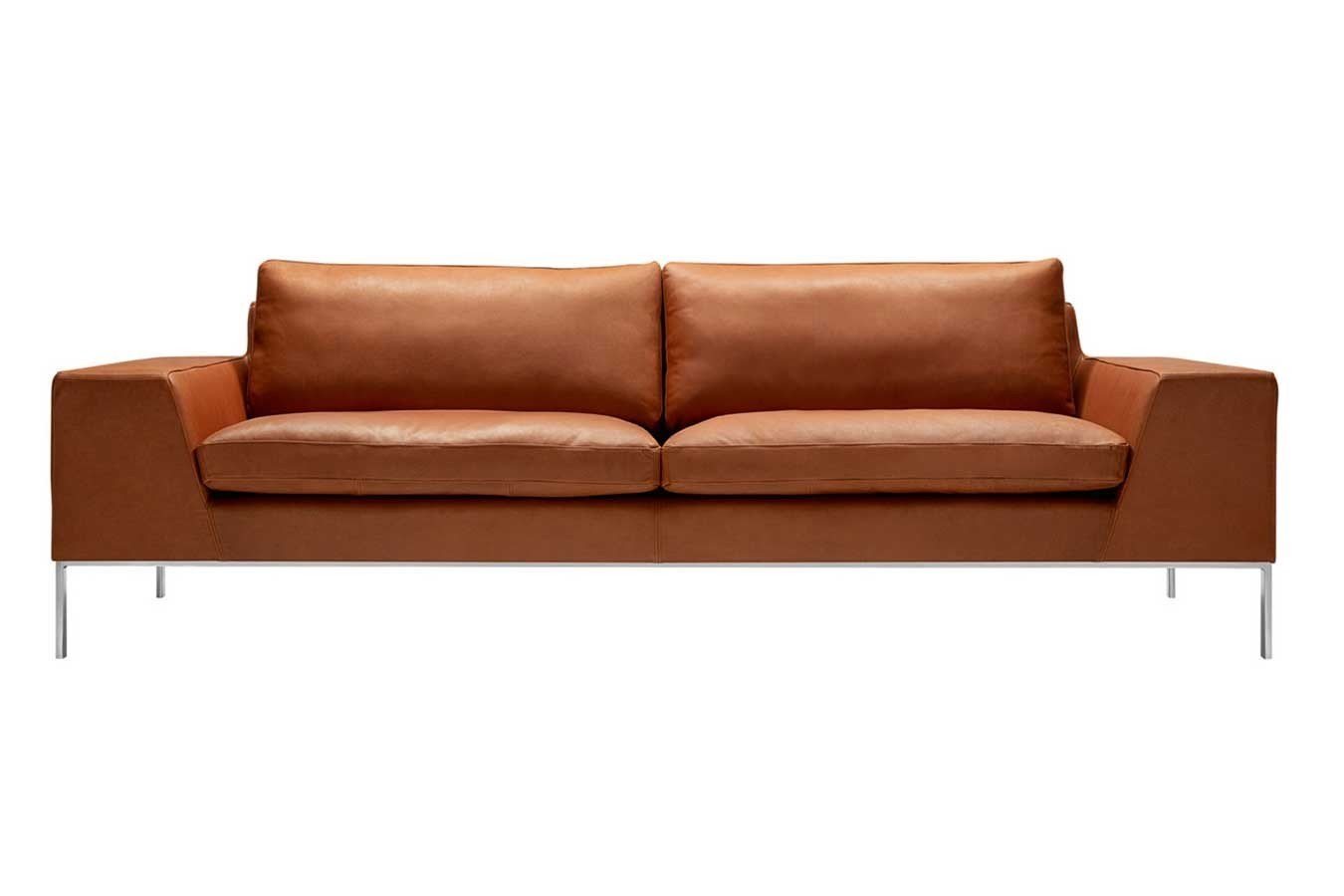 daslagerhaus living Big-Sofa Ledersofa Justin Luxus 3 Sitzer cognac von daslagerhaus living