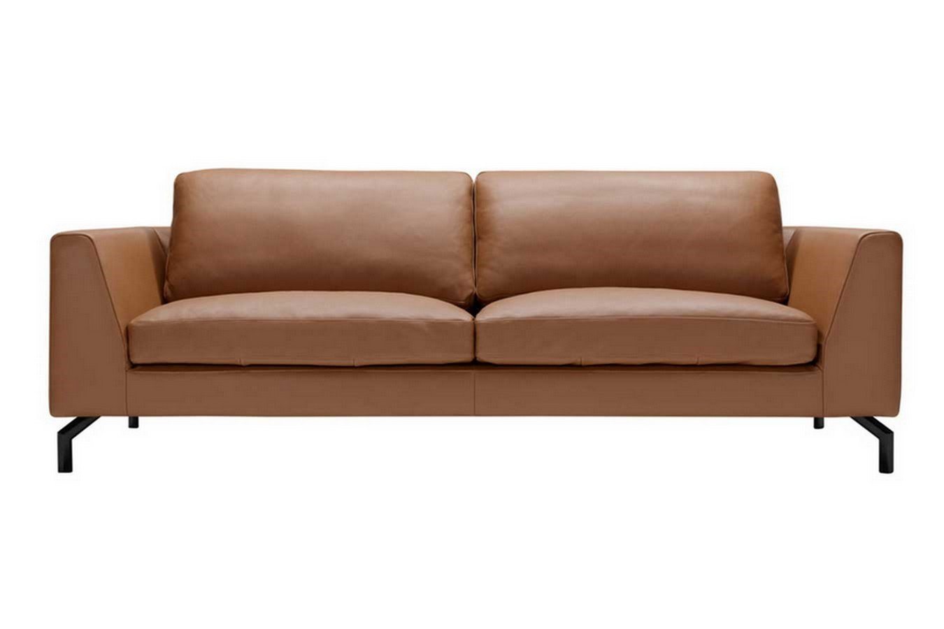 daslagerhaus living Big-Sofa Ledersofa Oslo Premium 2 Sitzer braun von daslagerhaus living