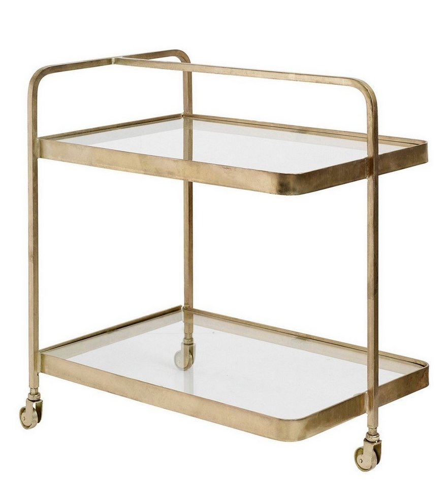 daslagerhaus living Couchtisch Beisteller Trolley Metall Bronze Glas 75*50*70 cm von daslagerhaus living