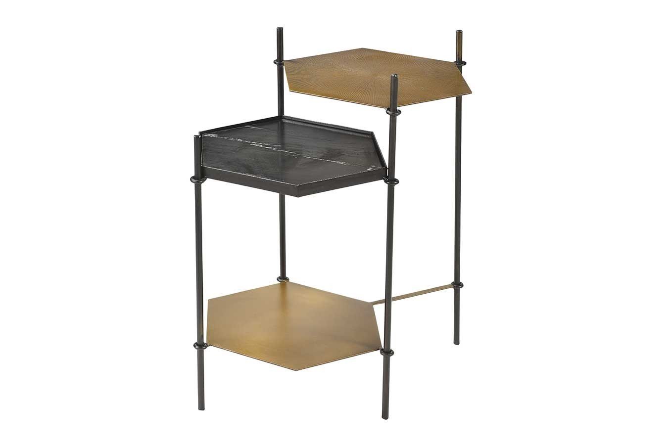 daslagerhaus living Couchtisch Beistelltisch Industrial Metall Marmor H 61cm von daslagerhaus living