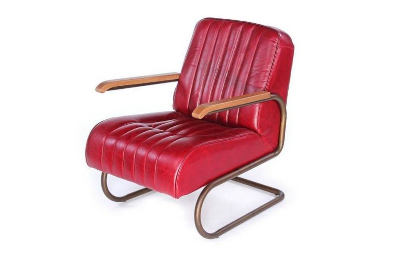 daslagerhaus living Loungesessel Lounge Sessel Car 1930 Leder rot von daslagerhaus living