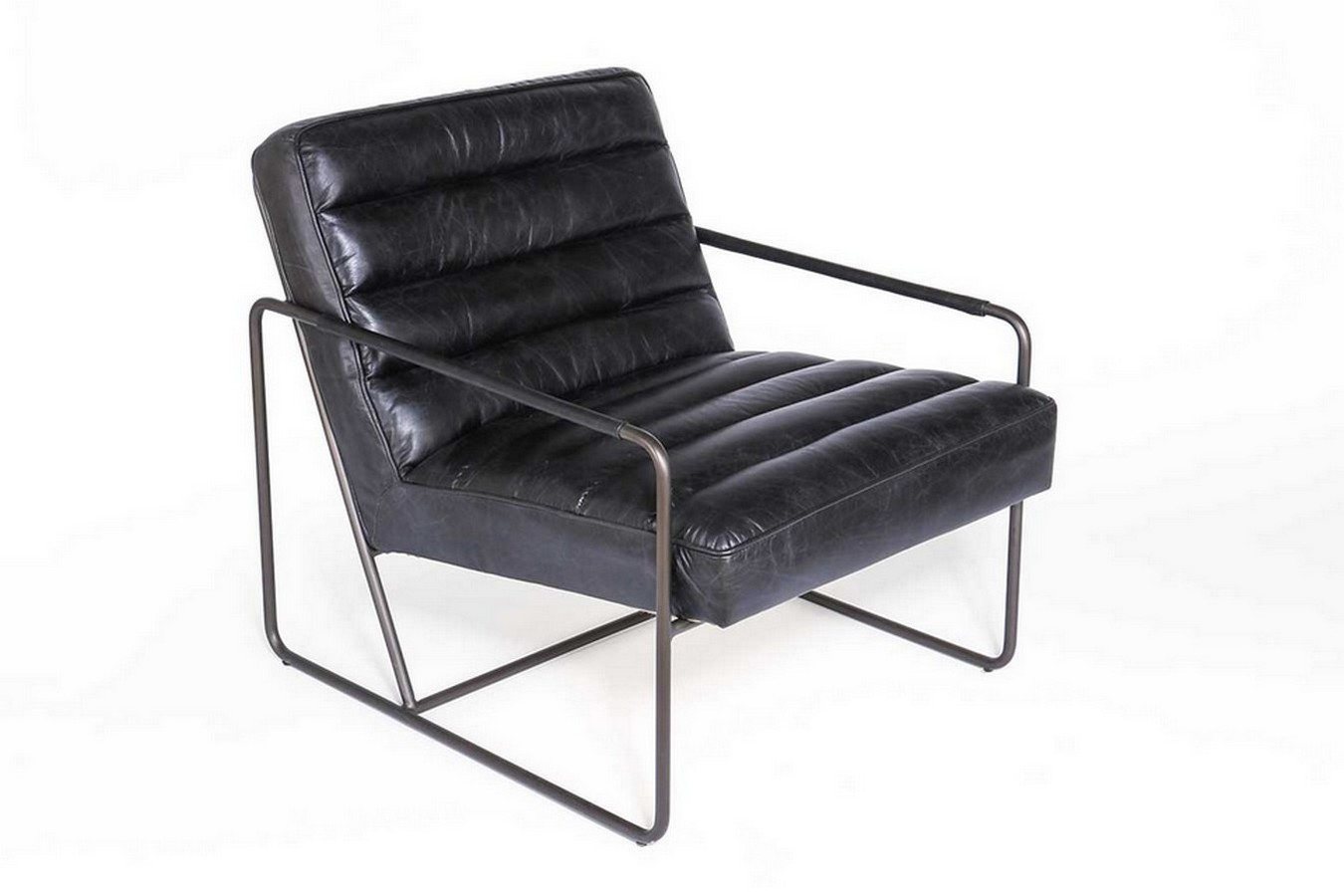 daslagerhaus living Loungesessel Lounge Sessel Century Leder schwarz von daslagerhaus living