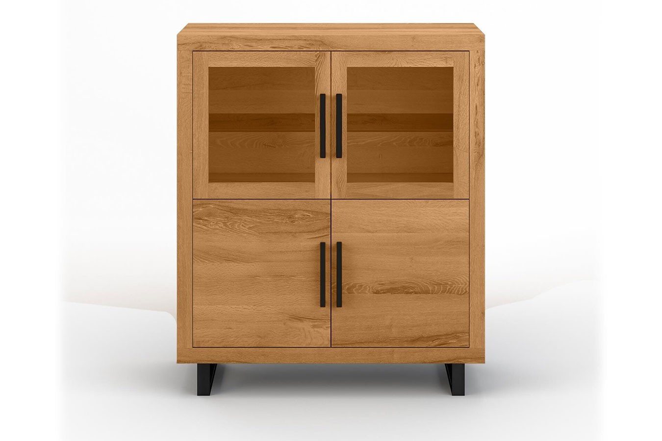 daslagerhaus living Sideboard Highboard Nature mit Glas Eiche H 140 cm von daslagerhaus living