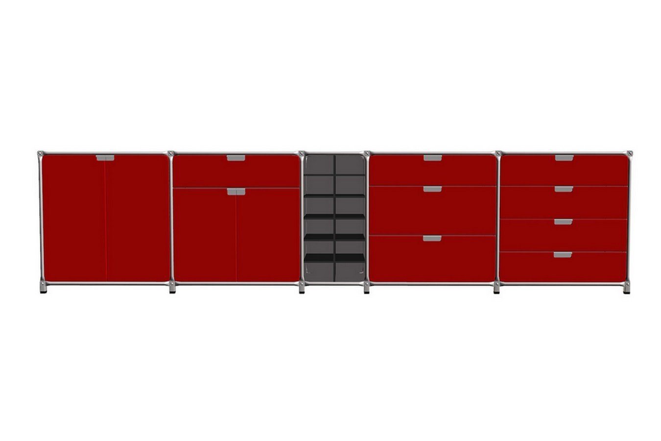 daslagerhaus living Sideboard Sideboard System 180 rot B 327 cm von daslagerhaus living