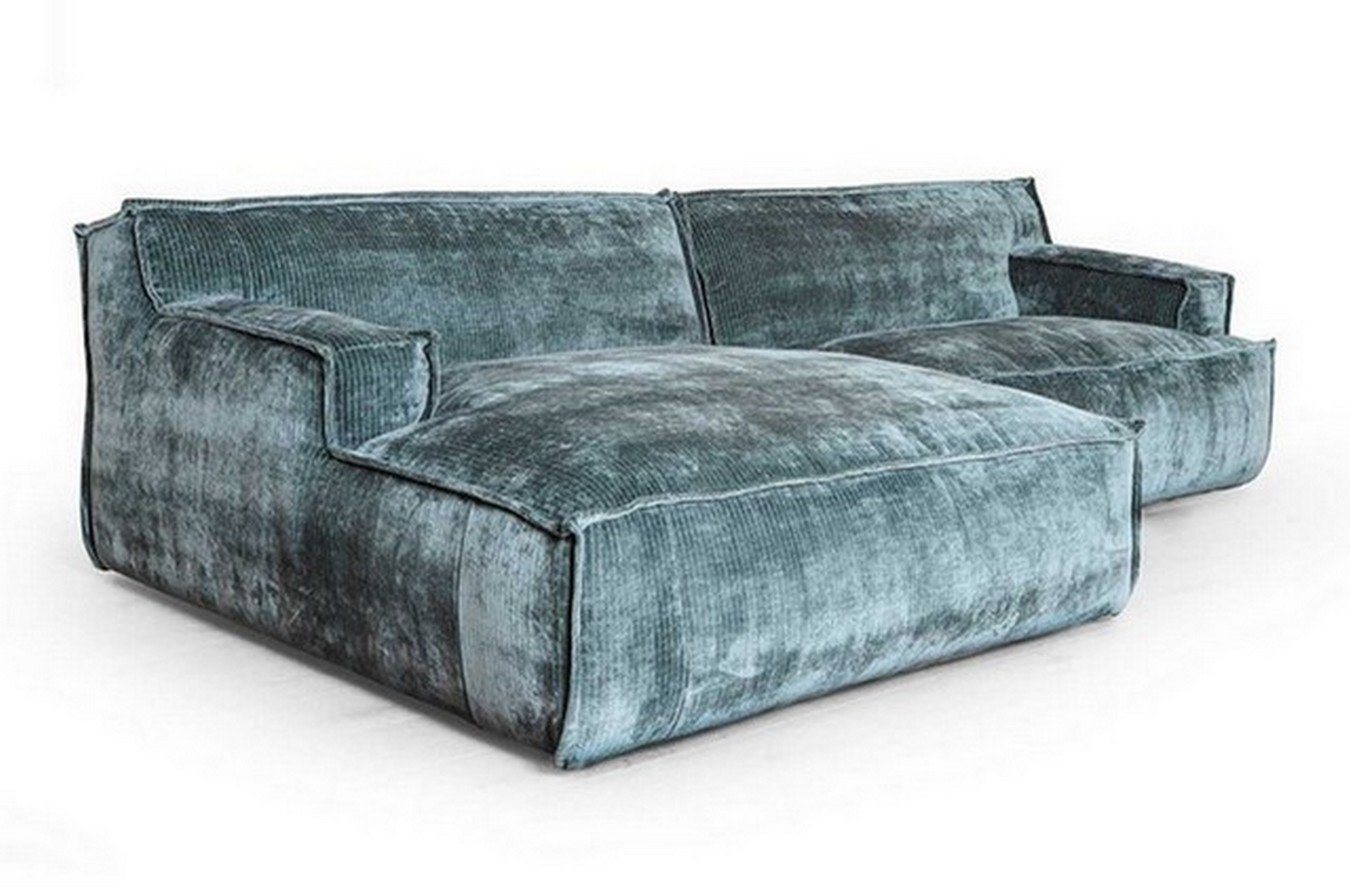 daslagerhaus living Sofa Ecksofa Plantes Cord petrol von daslagerhaus living