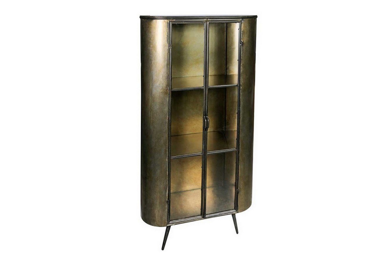 daslagerhaus living Vitrine Metallvitrine 'Space' bronze antik h 161 cm von daslagerhaus living