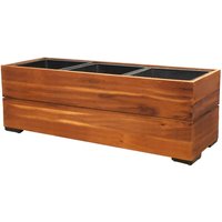 Pflanzgefäß Pflanzkasten Blumenkasten Akazienholz 28x79 cm Mit Einsatz | 54003 von dasmoebelwerk