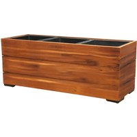 Pflanzgefäß Pflanzkasten Blumenkasten Akazienholz 33x93x31 cm Mit Einsatz | 54010 von dasmoebelwerk