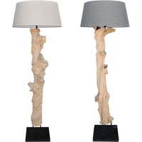 Wurzelholz Standlampe | Leuchte Treibholz in Handarbeit Teak Holz Lampe Mit Lampenschirm Beige Oder Grau von dasmoebelwerk