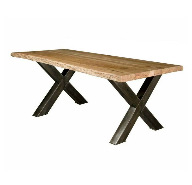 dasmöbelwerk Baumkantentisch Esstisch Massivholz Baumkantentisch X-Beine 220 cm, facettenreiche Maserung von dasmöbelwerk