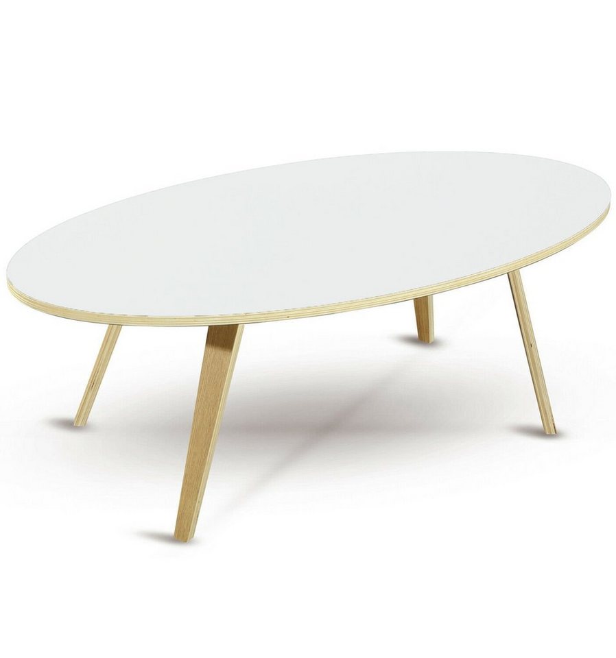 dasmöbelwerk Couchtisch Couchtisch Beistelltisch Skandinavisch Tisch ARVIKA oval 120cm Weiß von dasmöbelwerk