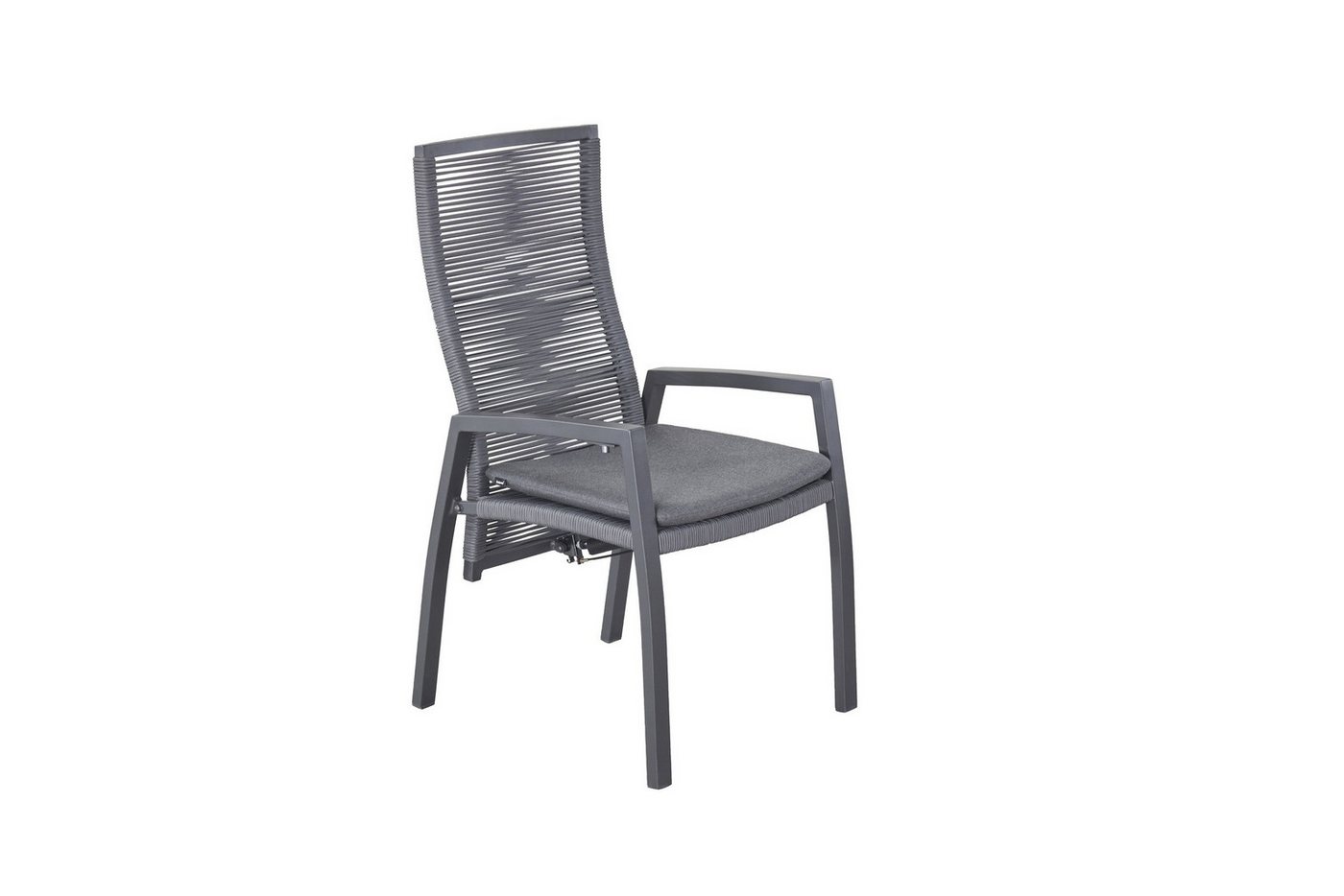 dasmöbelwerk Gartenstuhl Positionsstuhl Ohio Gartenstuhl Esstischstuhl mit Sitzkissen grau, verstellbarer Rückenlehne von dasmöbelwerk