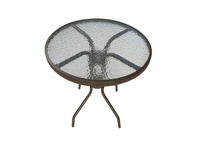 dasmöbelwerk Gartentisch Gartentisch Ibiza Balkontisch Bistrotisch Ø60cm rund braun Metall/Glas (1-St) von dasmöbelwerk