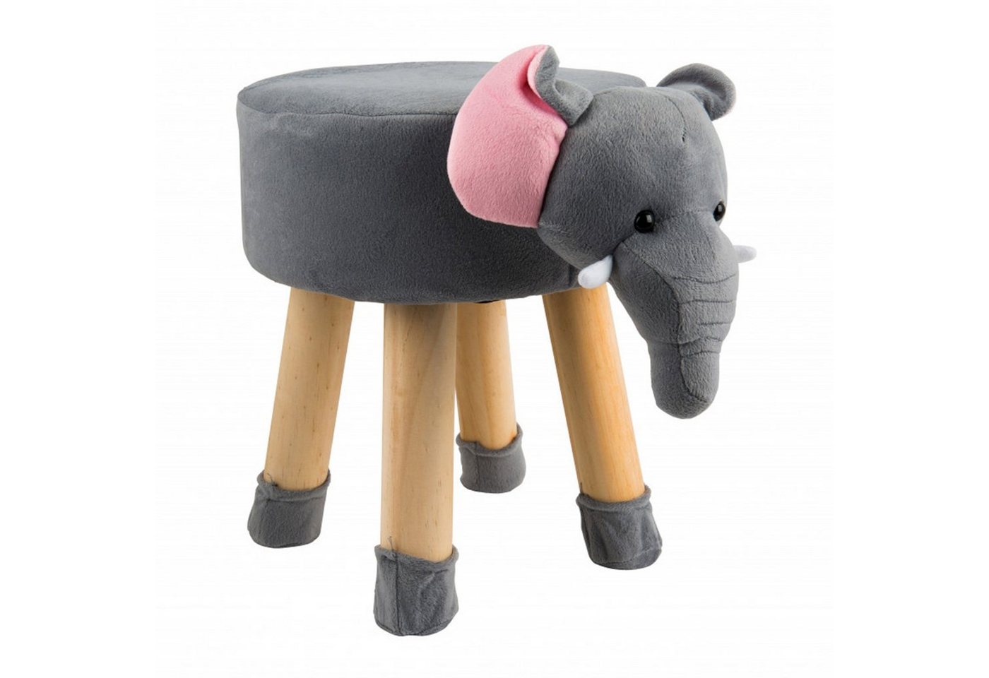 dasmöbelwerk Kinderhocker Tierhocker Stoff Holzbeine Deko Hocker Kinderhocker Kinder Elefant von dasmöbelwerk