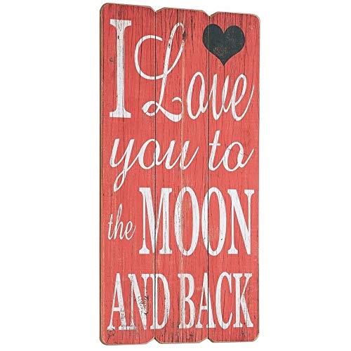 dasmöbelwerk Landhaus Plankenschild Wandpaneel Wand Deko Bild Vintage Spruch I Love you to to the MOON AND BACK 15.082.01 von dasmöbelwerk