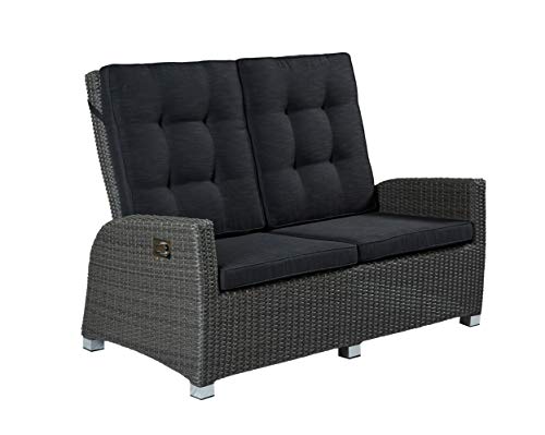 dasmöbelwerk Living 2er Sofa Kansas Relaxsofa Garten Couch Zweisitzer grau-Mix von dasmöbelwerk