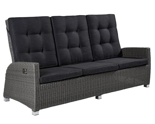 dasmöbelwerk Relaxsofa Kansas 3er Sofa Garten Couch Dreisitzer grau-Mix von dasmöbelwerk