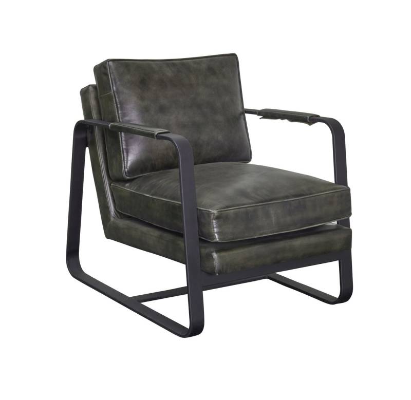 dasmöbelwerk Sessel Ledersessel Jano Clubsessel Industrial Leder Antik Grün Armlehnstuhl von dasmöbelwerk