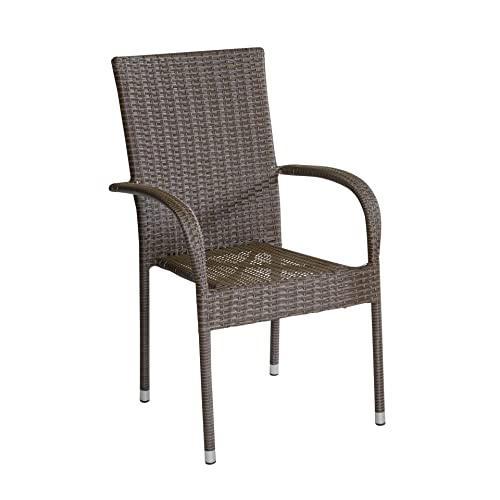 dasmöbelwerk Stapelstuhl Balkonstuhl Oslo Armlehnstuhl Gartenstuhl Polyrattan braun von dasmöbelwerk