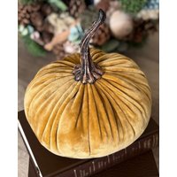 Samtkürbis Groß Handarbeit Wohndeko Geschenkidee von dasspatzennest