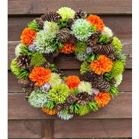 Wandkranz Grün-Orange Geschenkidee Herbstkranz Unikat Wandkranz Grün-Orange Geschenkidee Herbstkranz Unikat von dasspatzennest