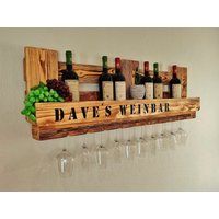 Weinregal Aus Palette/Wunschtext Holz Rustikal Beflammt Hängend Palettenmöbel Für Das Esszimmer von davesredesign