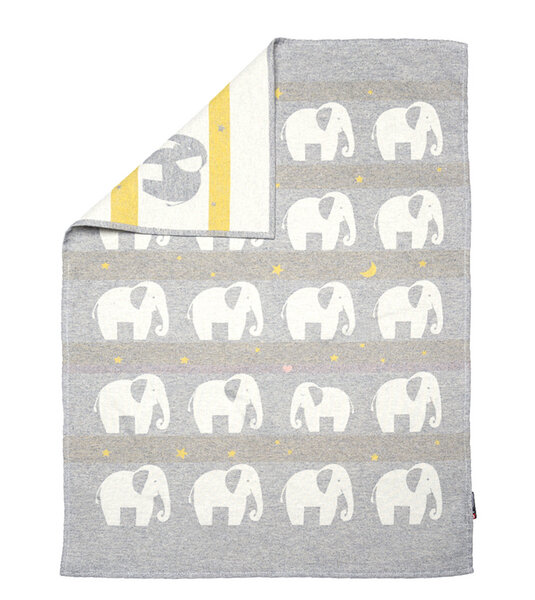 David Fussenegger Leichte Baby Baumwolldecke Elefanten 65 x 90 aus Recycling-Baumwolle von david fussenegger