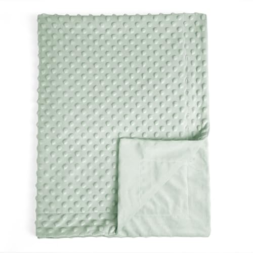 david's kids Minky-Babydecke aus Mikro-Fleece für Mädchen, mit doppellagigen und beruhigenden erhöhten Punkten, atmungsaktiv und weich, leicht, für Neugeborene, 76 x 102 cm, Salbeigrün von david's kids