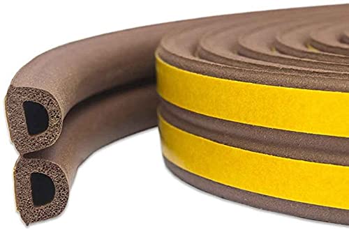 Dichtungsband für Türen, Türdichtung D-Profil Gummidichtung Fensterspalten gegen kalte Zugluft, Lärm (D-Profil Braun 12mm (B) x 10mm (D), 6 Meter) von daw21onlineshop