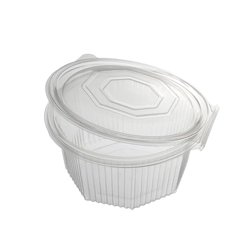daybays 150 Stück Haushaltsbox PP 1500 ml 220x216x67 mm 8 Eckig Salat-Box Alpha mit anhängendem Deckel Transparent Salad Cups Verpackungsbecher Salatbecher Feinkostbecher (1500 ml 220x216x67 mm, 150) von daybays
