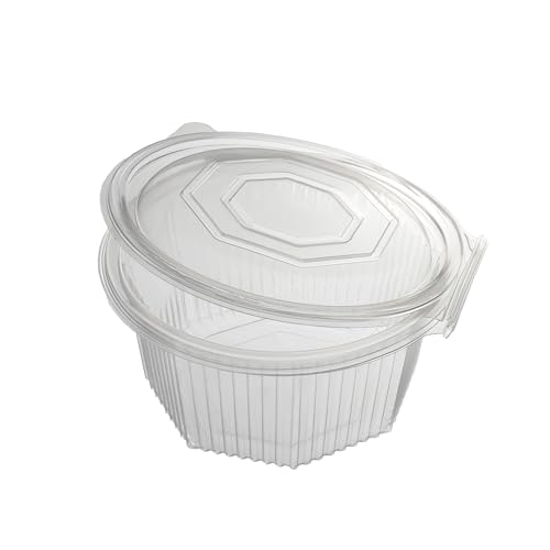 daybays 200 Stück Haushaltsbox PP 750 ml 168x164x69 mm 8 Eckig Salat-Box Alpha mit anhängendem Deckel Transparent Salad Cups Verpackungsbecher Salatbecher Feinkostbecher (750 ml 168x164x69 mm, 200) von daybays