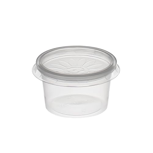 daybays 500 Stück Dressingbox (Saucecup) 50cc. 75x24 mm Kombi-Verpackung Transparent inklusive passende Deckel Dressingbecher Saucenbecher Soßenbecher Dip Saucecup (50cc. 75x24 mm, 500 Stück) von daybays