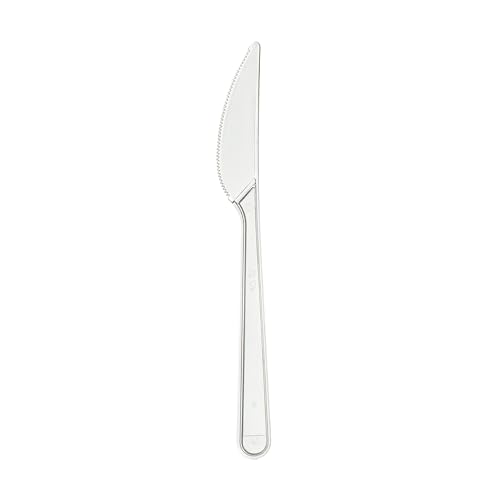 daybays Plastikmesser Mehrwegmesser 200 Stk. Transparent Plastikbesteck Mehrweg Plastik Messer Party Besteck Partygeschirr Set Spülmaschinenbeständig Plastic Knife (Transparent, 200) von daybays
