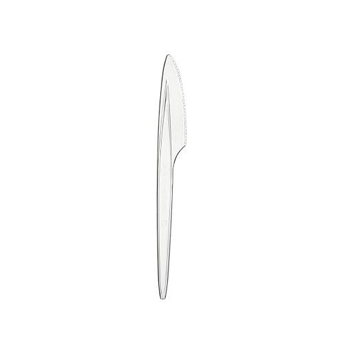 daybays Plastikmesser Mehrwegmesser 50 Stk. Transparent Plastikbesteck Mehrweg Plastik Messer Party Besteck Partygeschirr Set Spülmaschinenbeständig Plastic Knife (Transparent, 50) von daybays