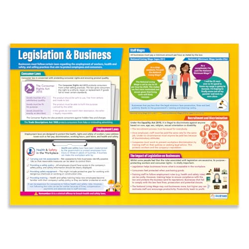 Daydream Education Poster „Legislation and Business“, laminiertes Glanzpapier, 850 mm x 594 mm (A1), Lerntafeln (englische Version) von Daydream Education