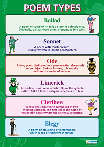 Poem Types | English Literature Posters | Gloss Paper measuring 850mm x 594mm (A1) | English Lit Classroom Posters | Education Charts by Daydream Education von Daydream Education