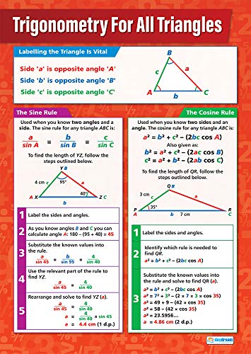 Daydream Education Trigonometrie für alle Dreiecke | Mathematik-Poster | Glanzpapier, 594 mm x 850 mm (A1) | Mathematikposter für das Klassenzimmer | Bildungs-Poster von Daydream Education