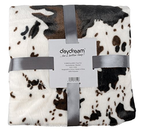 daydream Kuscheldecke aus Kunstfell/Faux Fur Double, Polyester, Kuh-Muster, 150 x 200 cm von daydream