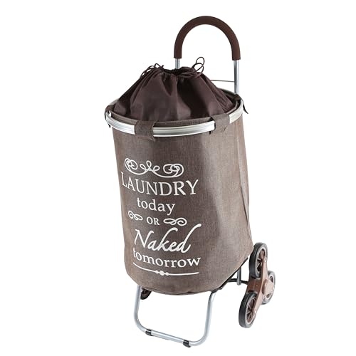 DBEST Produkte Treppensteiger Laundry Trolley Dolly Warenkorb, grau braun von dbest products