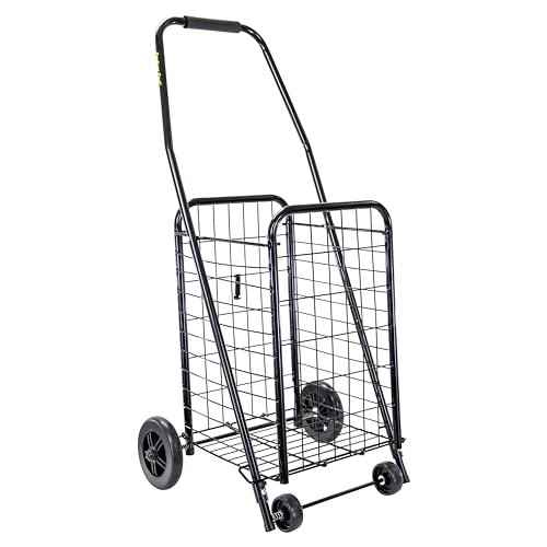 dbest products Cruiser Cart Sport Shopping Grocery Rolling Folding Laundry Basket on Wheels Foldable Utility Trolley Compact Lightweight Collapsible, Black von dbest products
