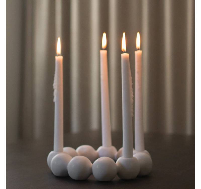 dbkd Kerzenhalter Adventskranz Bright in mattem weiß für 4 Stabkerzen von dbkd