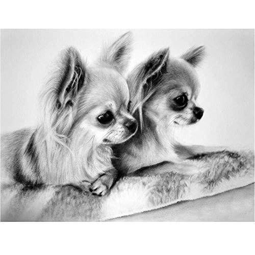 DIY Handmade 5D Diamond Painting Kit Zwei Chihuahua Hunde Runde Diamant Stickerei Bild Home Decor Wandkunst von dbzlp