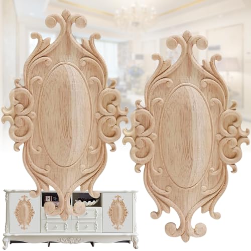 dcas 2 Stücke Holz Skulptur Applique, Vintage Deko Geschnitztes Holz, Geschnitzte Möbel Appliques, Holz Applique Ornament Onlay Applique Frame, Holz geschnitzte Applikation unbemalt (9,5x 6 zoll) dcas 2 Stücke Holz Skulptur Applique, Vintage Deko Geschnitztes Holz, Geschnitzte Möbel Appliques, Holz Applique Ornament Onlay Applique Frame, Holz geschnitzte Applikation unbemalt (9,5x 6 zoll) von dcas
