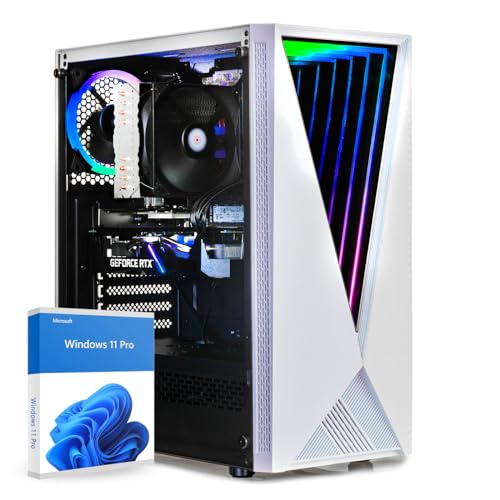 dcl24 High End PC AMD Ryzen 5 5500, RTX5060 8GB - 1000GB SSD, 32GB DDR4, Gamer Computer mit 6x4.2 GHz, weißer PC mit WLAN, Streamer Computer mit Windows 11 Pro [20498] von dcl24.de